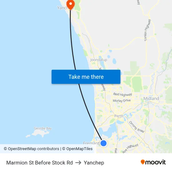 Marmion St Before Stock Rd to Yanchep map