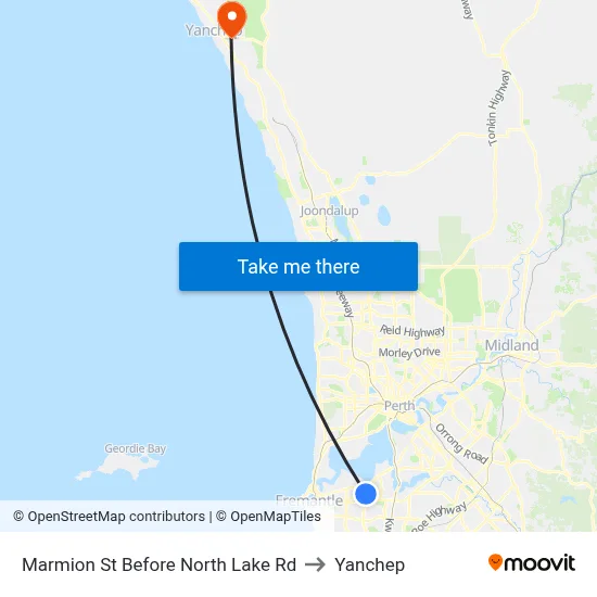 Marmion St Before North Lake Rd to Yanchep map