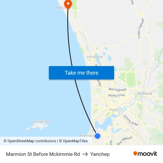 Marmion St Before Mckimmie Rd to Yanchep map