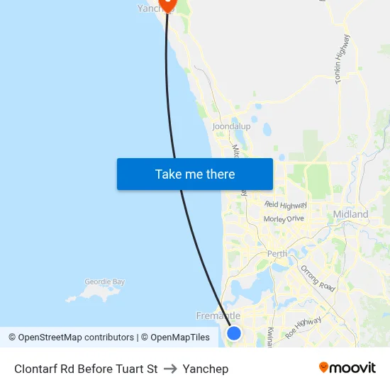 Clontarf Rd Before Tuart St to Yanchep map