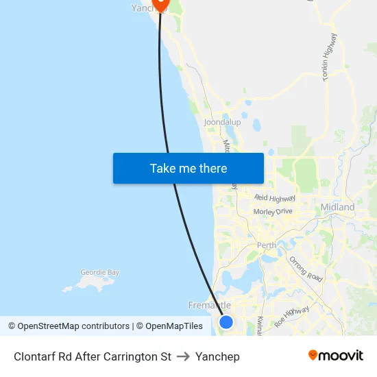Clontarf Rd After Carrington St to Yanchep map