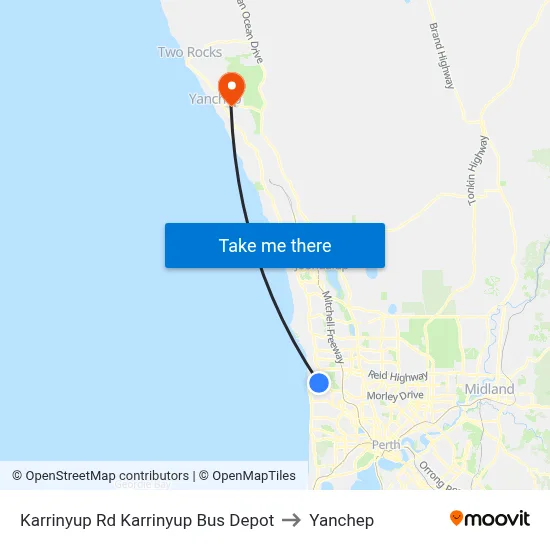 Karrinyup Rd Karrinyup Bus Depot to Yanchep map