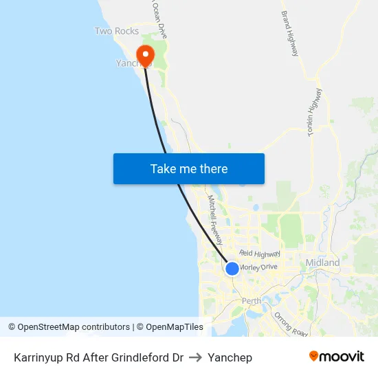 Karrinyup Rd After Grindleford Dr to Yanchep map