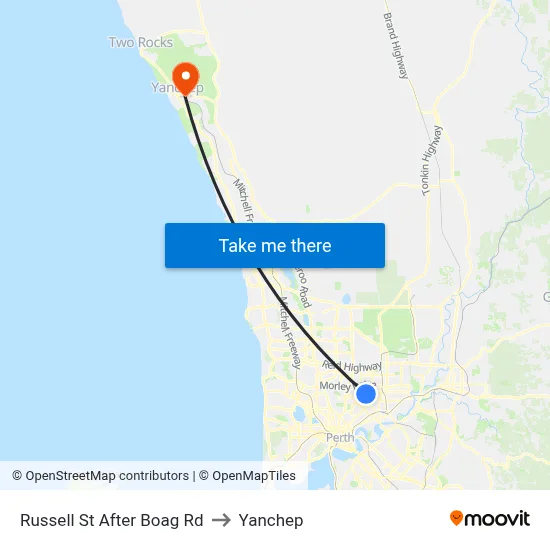 Russell St After Boag Rd to Yanchep map