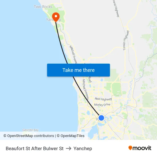 Beaufort St After Bulwer St to Yanchep map