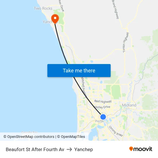 Beaufort St After Fourth Av to Yanchep map