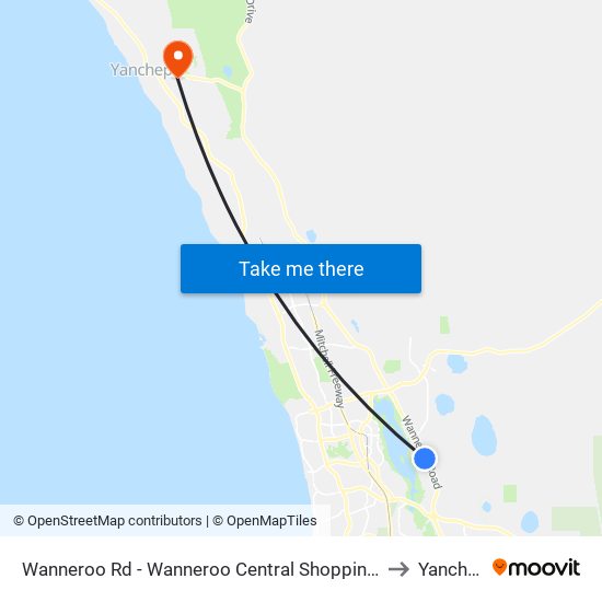 Wanneroo Rd - Wanneroo Central Shopping Ctr to Yanchep map