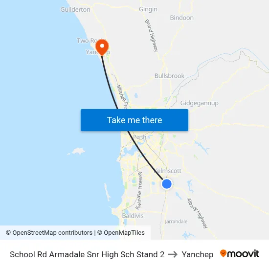School Rd Armadale Snr High Sch Stand 2 to Yanchep map