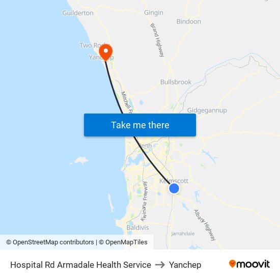 Hospital Rd Armadale Health Service to Yanchep map
