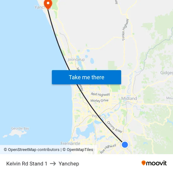 Kelvin Rd Stand 1 to Yanchep map