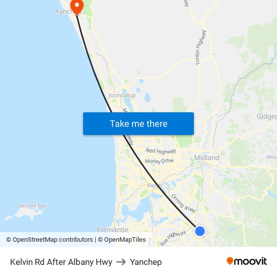 Kelvin Rd After Albany Hwy to Yanchep map