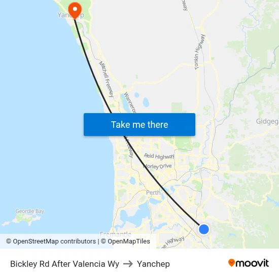 Bickley Rd After Valencia Wy to Yanchep map