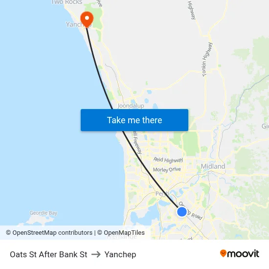 Oats St After Bank St to Yanchep map