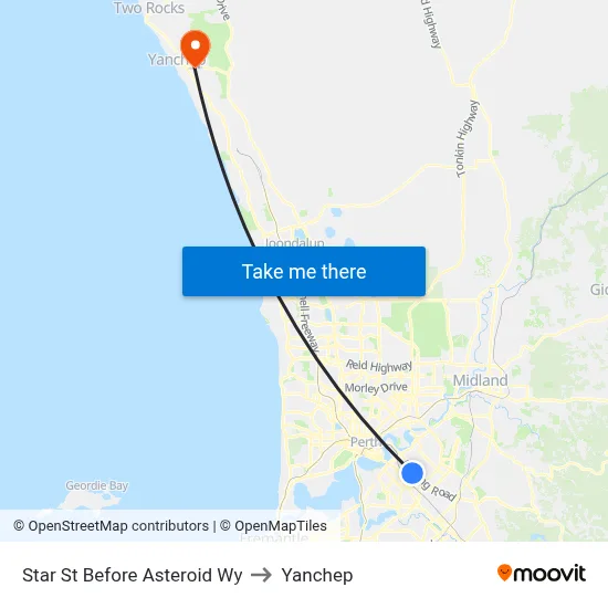 Star St Before Asteroid Wy to Yanchep map