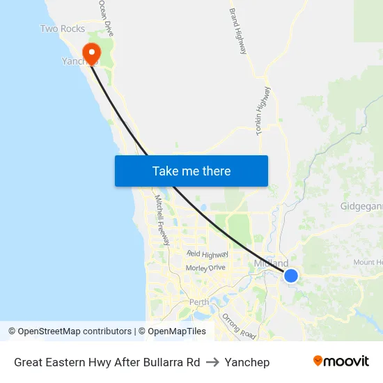 Great Eastern Hwy After Bullarra Rd to Yanchep map
