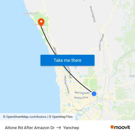 Altone Rd After Amazon Dr to Yanchep map