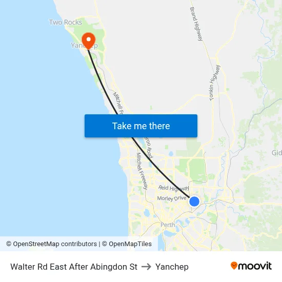 Walter Rd East After Abingdon St to Yanchep map