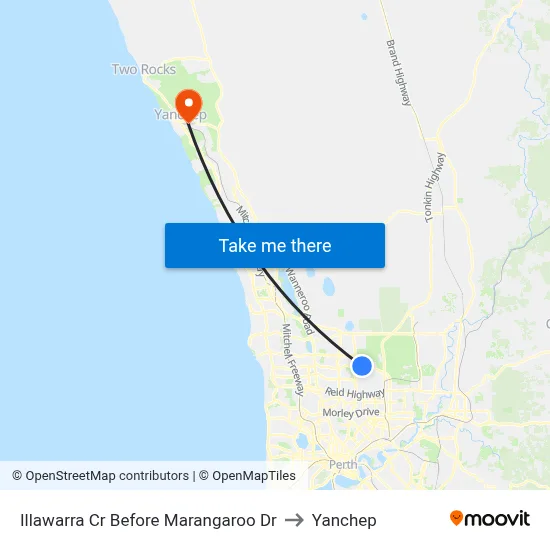 Illawarra Cr Before Marangaroo Dr to Yanchep map