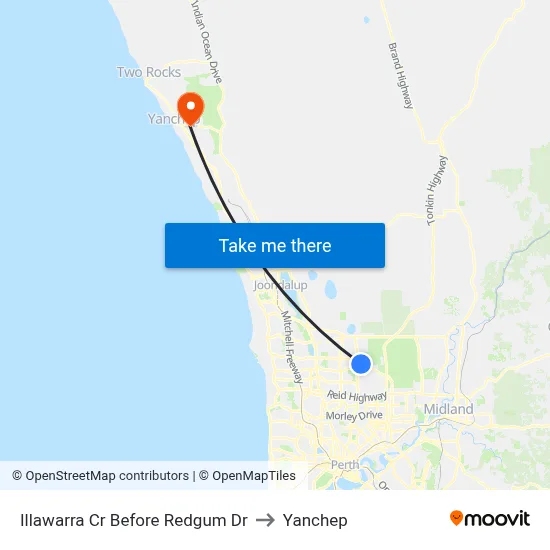 Illawarra Cr Before Redgum Dr to Yanchep map