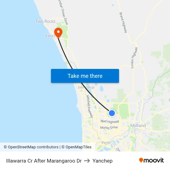 Illawarra Cr After Marangaroo Dr to Yanchep map