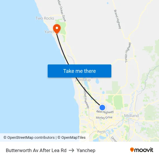Butterworth Av After Lea Rd to Yanchep map