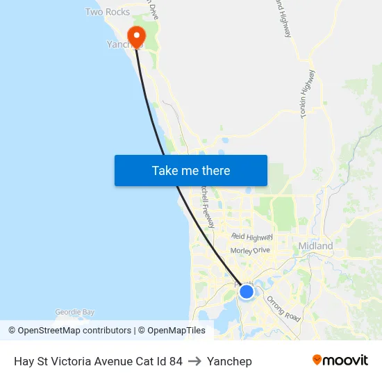 Hay St Victoria Avenue Cat Id 84 to Yanchep map