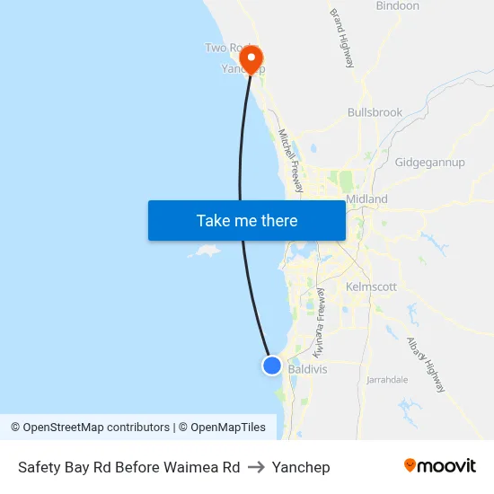 Safety Bay Rd Before Waimea Rd to Yanchep map