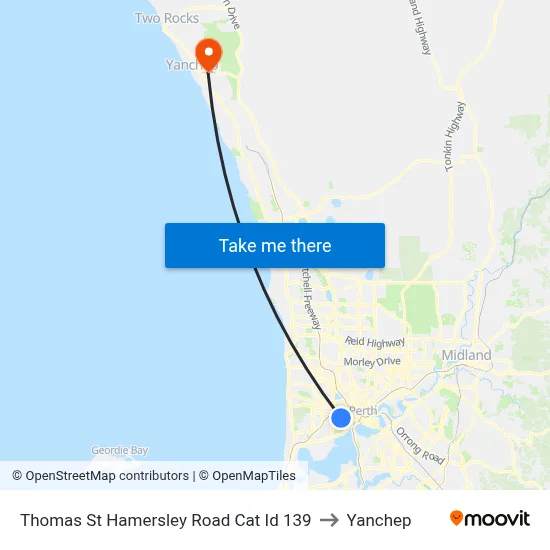 Thomas St Hamersley Road Cat Id 139 to Yanchep map