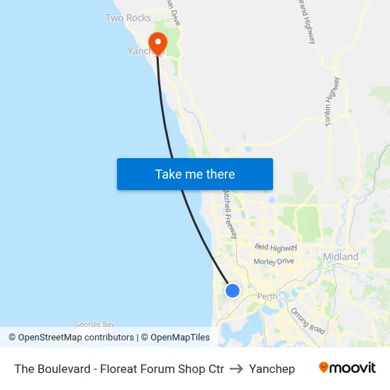 The Boulevard  - Floreat Forum Shop Ctr to Yanchep map