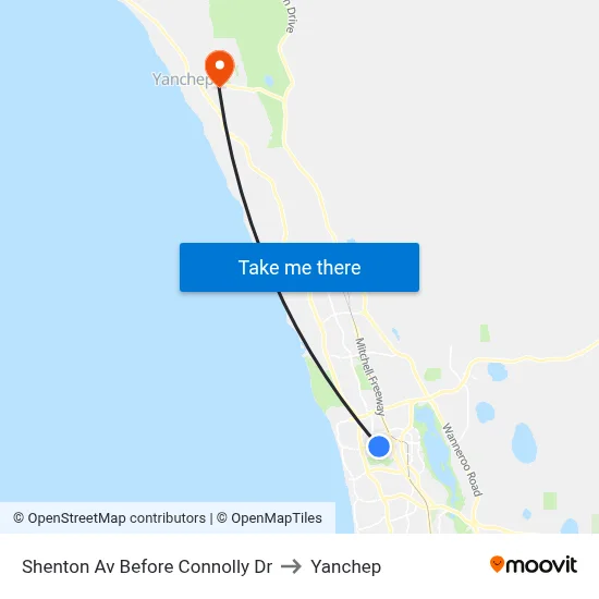 Shenton Av Before Connolly Dr to Yanchep map