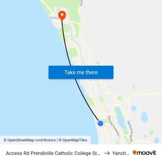Access Rd Prendiville Catholic College Stand 3 to Yanchep map