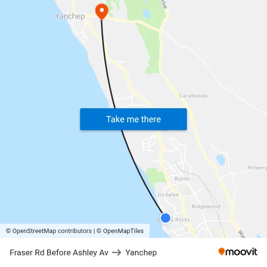 Fraser Rd Before Ashley Av to Yanchep map