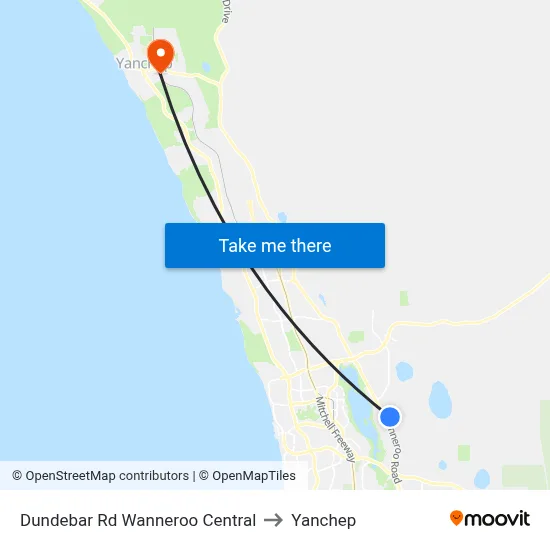 Dundebar Rd Wanneroo Central to Yanchep map