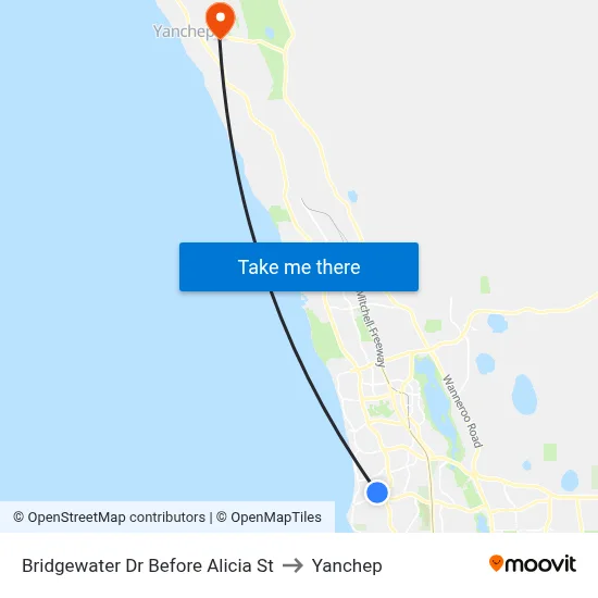 Bridgewater Dr Before Alicia St to Yanchep map