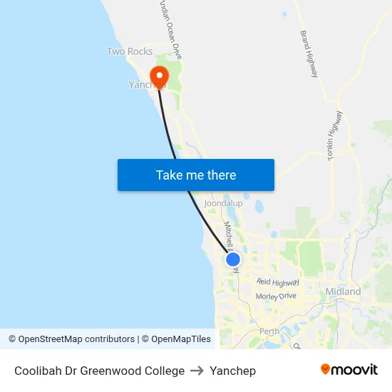 Coolibah Dr Greenwood College to Yanchep map
