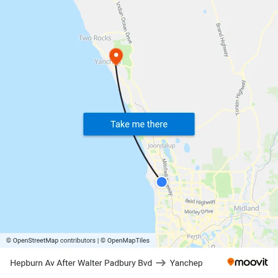 Hepburn Av After Walter Padbury Bvd to Yanchep map