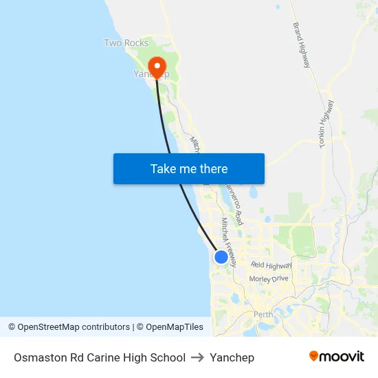 Osmaston Rd Carine High School to Yanchep map