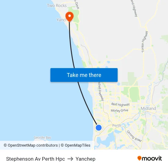 Stephenson Av Perth Hpc to Yanchep map