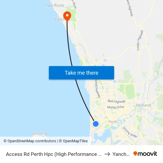 Access Rd Perth Hpc (High Performance Ctr) to Yanchep map