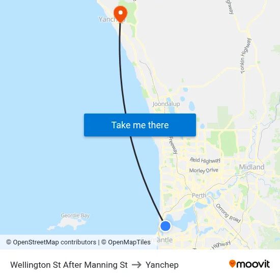 Wellington St After Manning St to Yanchep map