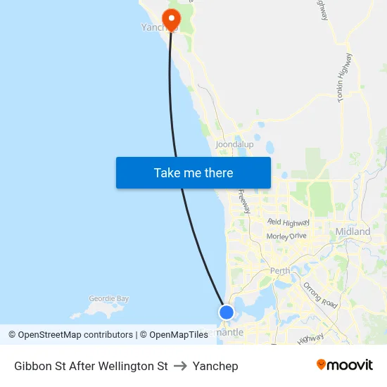 Gibbon St After Wellington St to Yanchep map