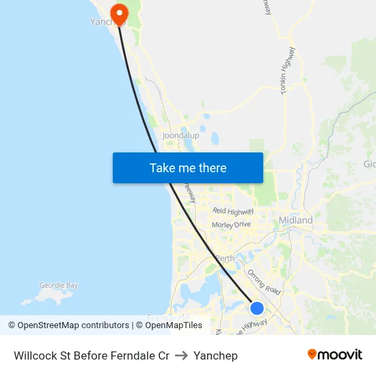 Willcock St Before Ferndale Cr to Yanchep map
