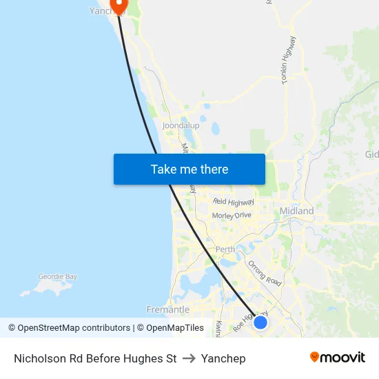 Nicholson Rd Before Hughes St to Yanchep map