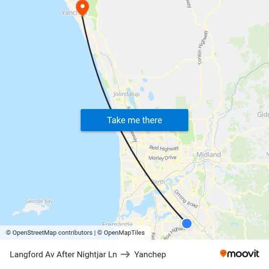 Langford Av After Nightjar Ln to Yanchep map