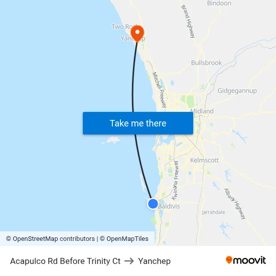Acapulco Rd Before Trinity Ct to Yanchep map
