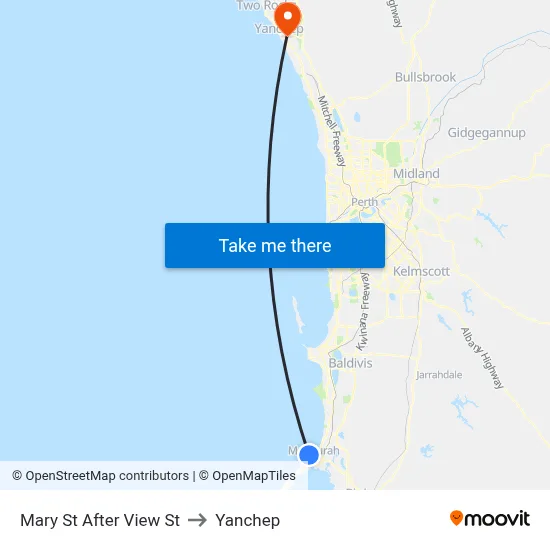 Mary St After View St to Yanchep map