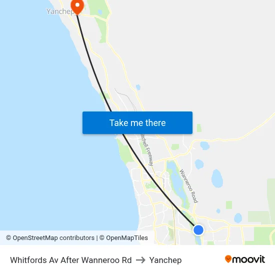 Whitfords Av After Wanneroo Rd to Yanchep map