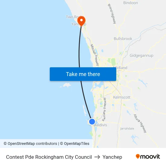 Contest Pde Rockingham City Council to Yanchep map