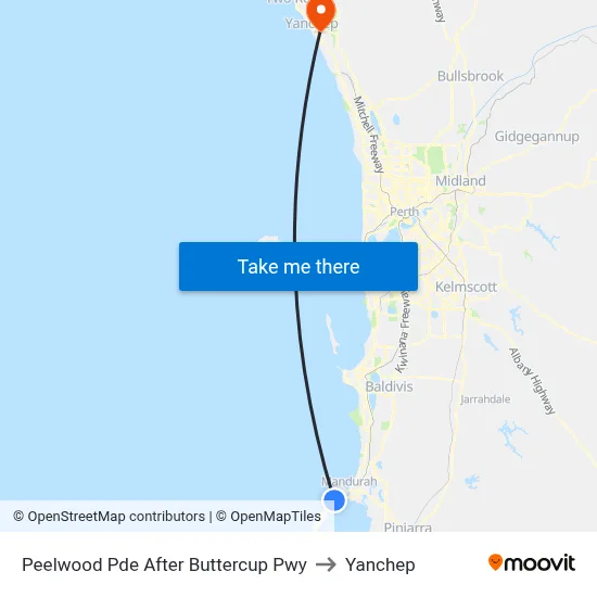 Peelwood Pde After Buttercup Pwy to Yanchep map