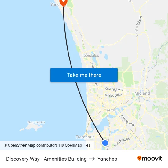 Discovery Way - Amenities Building to Yanchep map